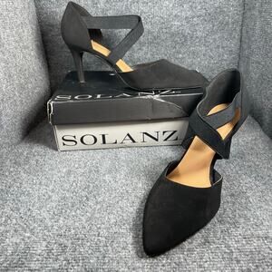 Solanz Neal Black Nub Heels Women's 9.5M Black Strappy New Formal Dress Up